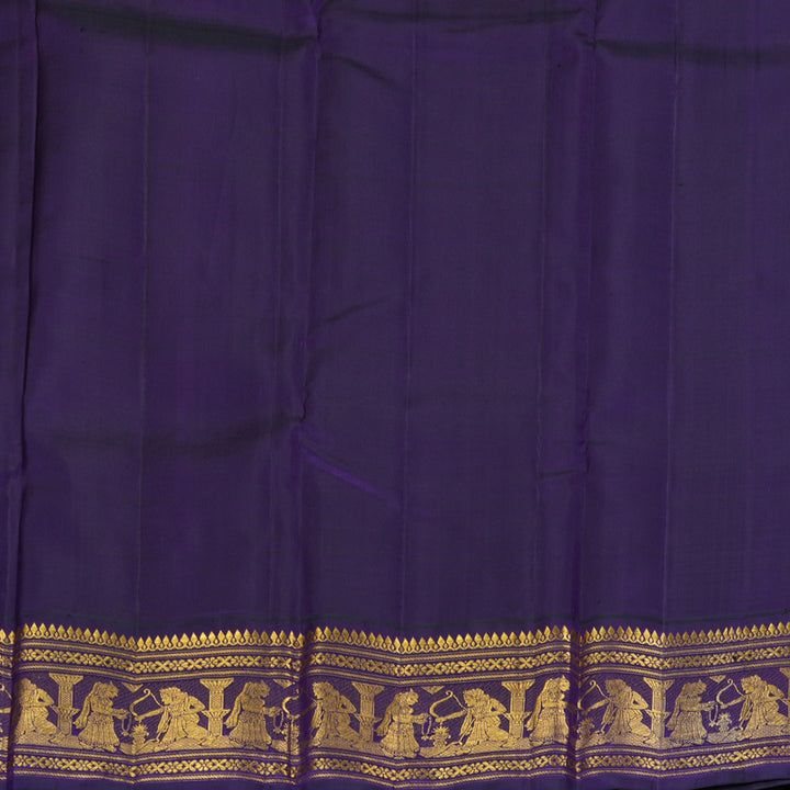 Hayagrivas Handloom Fluorescent Green Kanjivaram Silk Saree with Violet Border KBF333E4-1