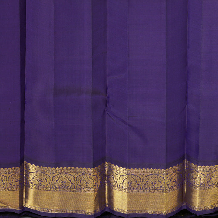Hayagrivas Handloom Yellow Kanjivaram Silk Saree with Purple Border KBF333E7-1