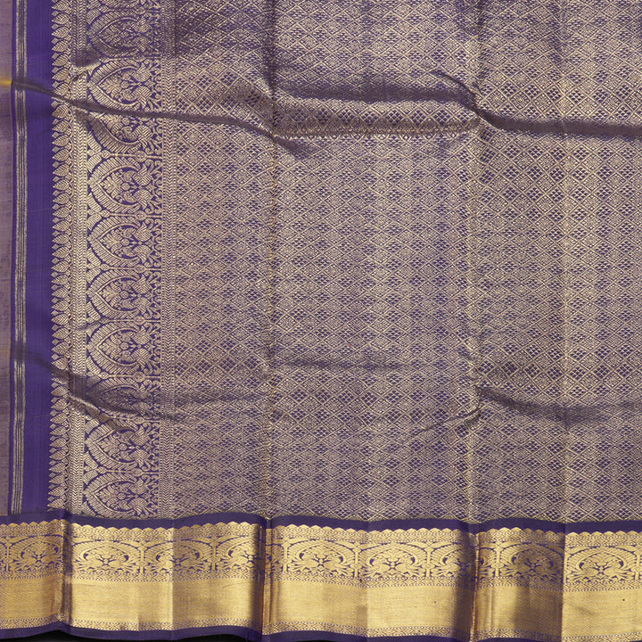 Hayagrivas Handloom Yellow Kanjivaram Silk Saree with Purple Border KBF333E7-1