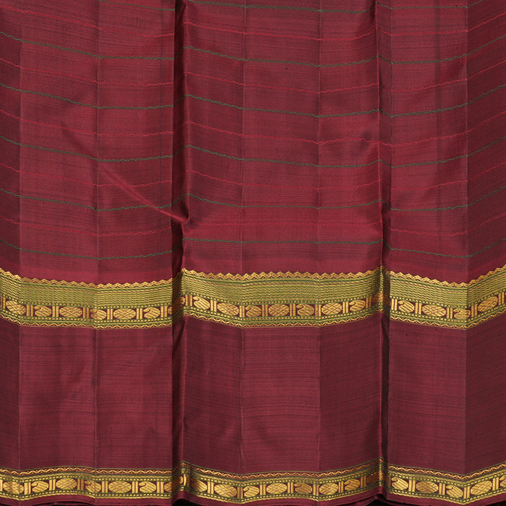 Hayagrivas Handloom Leaf Green Kanjivaram Silk Saree with Ganga Jamuna Border KBF334E5-1