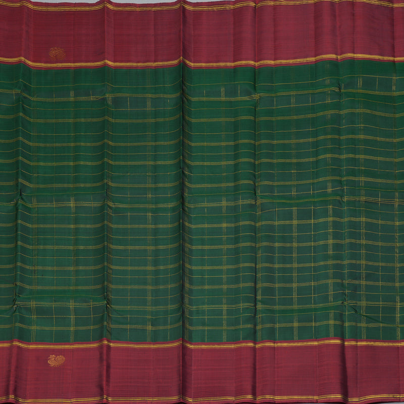 Hayagrivas Handloom Bottle Green Kanjivaram Silk Saree with Maroon Border KBF335E3-1