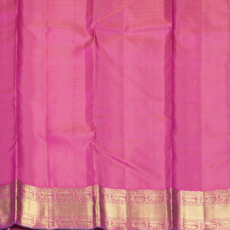 Hayagrivas Handloom Orangish-Pink Kanjivaram Silk Saree with Rani Pink Border KBF337E1-1