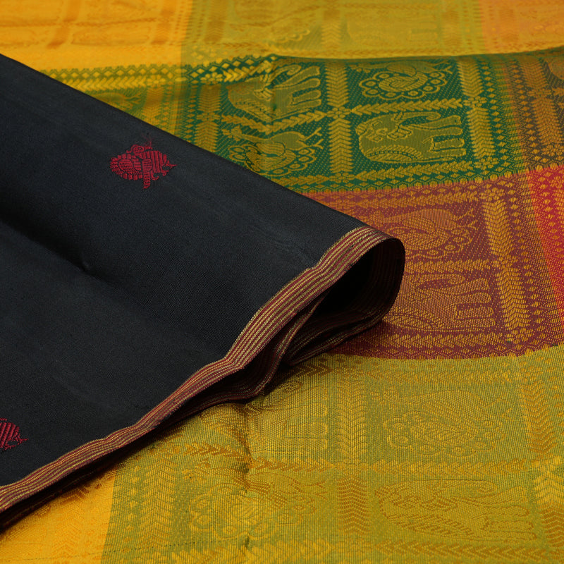 Hayagrivas Handloom Black Kanjivaram Silk Saree KBF33D1-1
