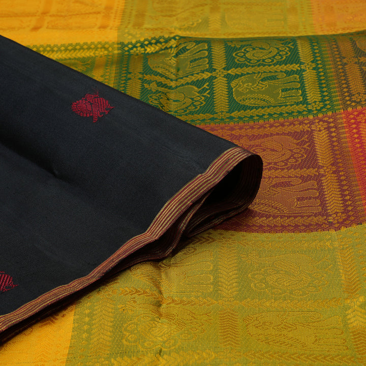 Hayagrivas Handloom Black Kanjivaram Silk Saree KBF33D1-1