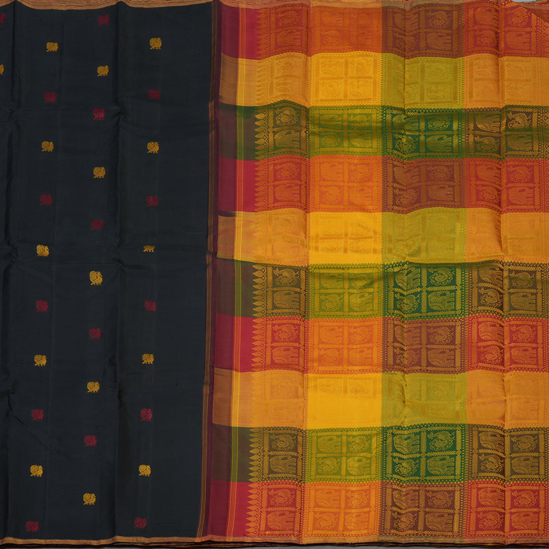 Hayagrivas Handloom Black Kanjivaram Silk Saree KBF33D1-1