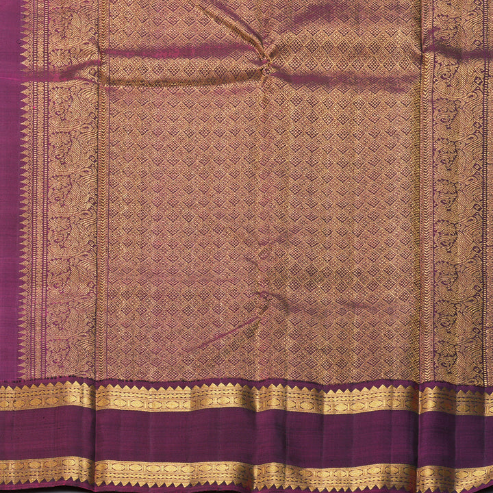 Hayagrivas Handloom Sandalwood Kanjivaram Silk Saree with Wine Border KBF341E1-1