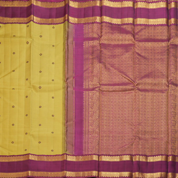 Hayagrivas Handloom Sandalwood Kanjivaram Silk Saree with Wine Border KBF341E1-1