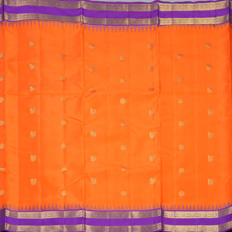Hayagrivas Handloom Orange Ten Yards Silk Saree KBF342E2-1