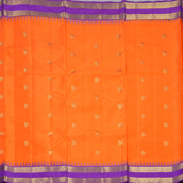 Hayagrivas Handloom Orange Ten Yards Silk Saree KBF342E2-1