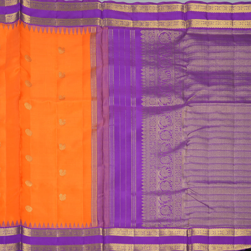 Hayagrivas Handloom Orange Ten Yards Silk Saree KBF342E2-1