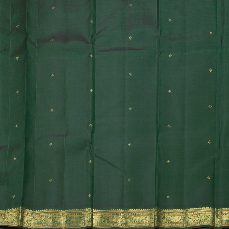 Hayagrivas Handloom Pista Green Kanjivaram Silk Saree with Bottle Green Border KBF343E10-1