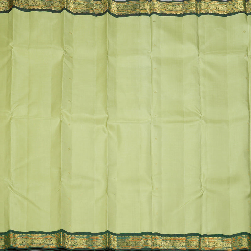 Hayagrivas Handloom Pista Green Kanjivaram Silk Saree with Bottle Green Border KBF343E10-1