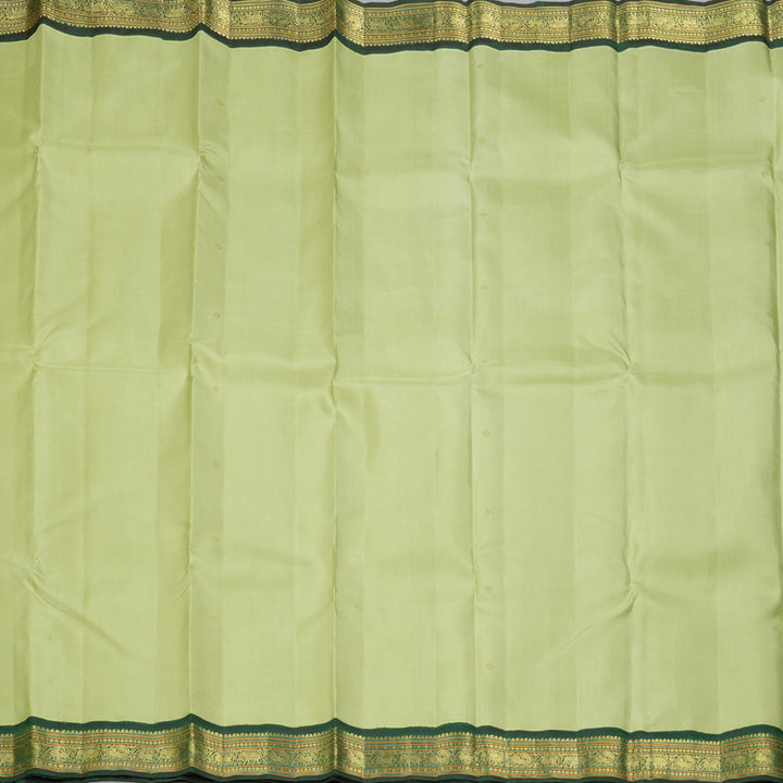 Hayagrivas Handloom Pista Green Kanjivaram Silk Saree with Bottle Green Border KBF343E10-1