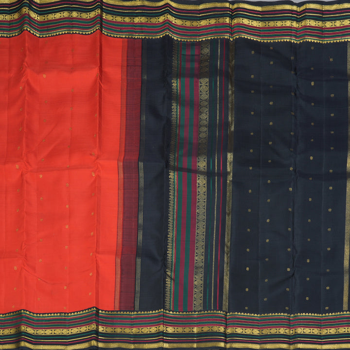 Hayagrivas Handloom Red Kanjivaram Silk Saree with Deep Snuff Border KBF343E11-1
