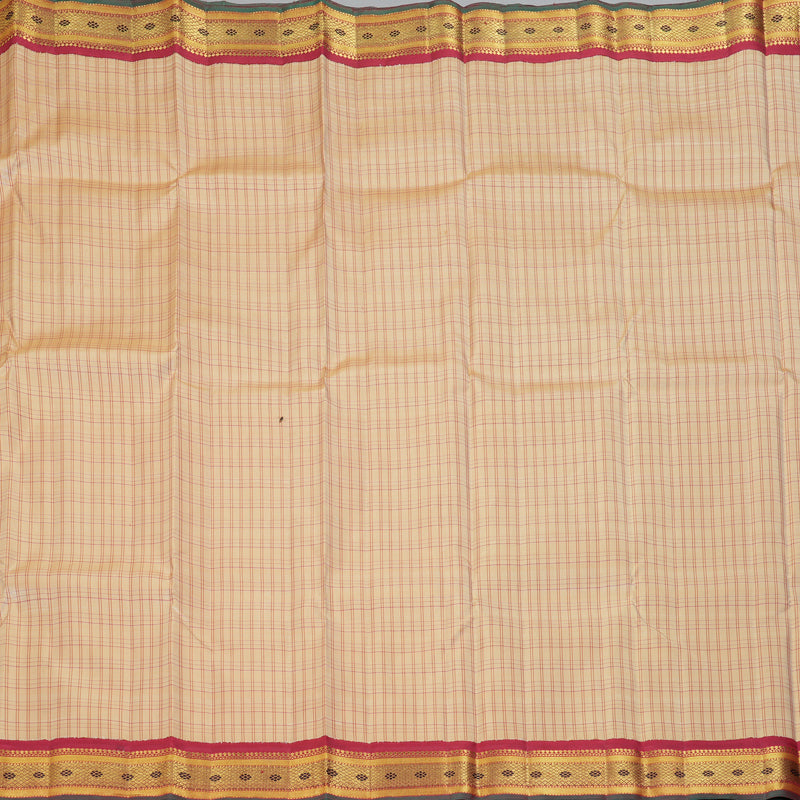 Hayagrivas Handloom Beige Kanjivaram Silk Saree with Red Border KBF343E13-1