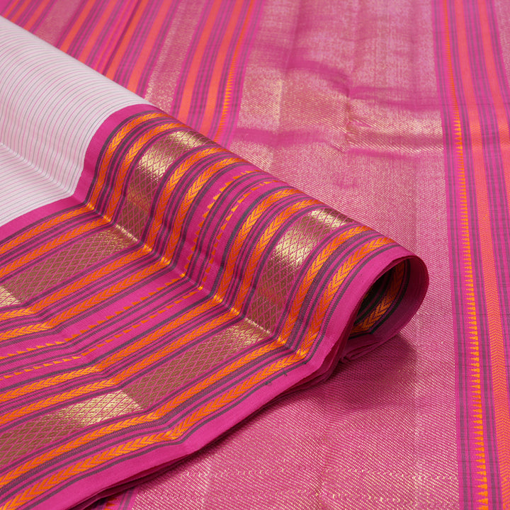 Hayagrivas Handloom Baby Pink Kanjivaram Silk Saree with Rani Pink Border KBF343E14-1
