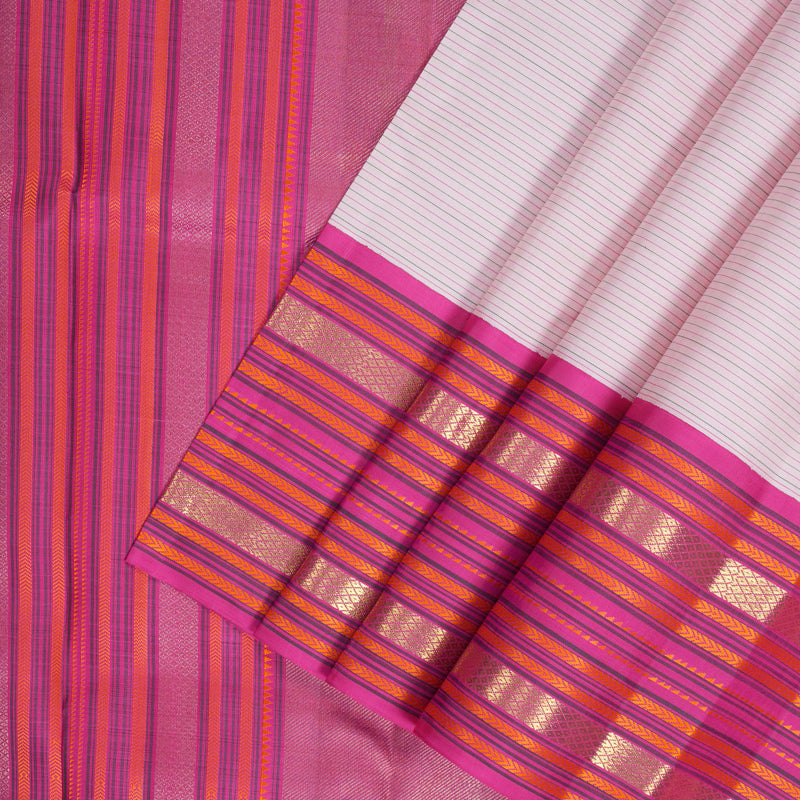 Hayagrivas Handloom Baby Pink Kanjivaram Silk Saree with Rani Pink Border KBF343E14-1