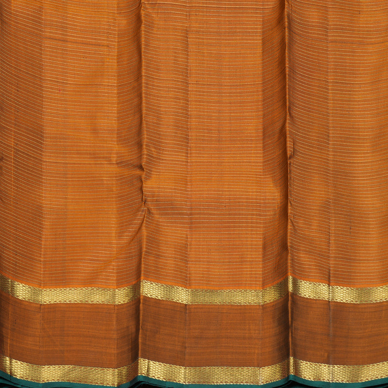 Hayagrivas Handloom Deep Nagapazham Kanjivaram Silk Saree with Rust Orange Border KBF343E16-1
