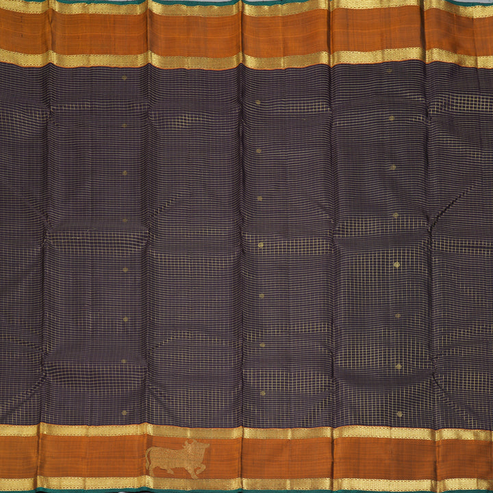 Hayagrivas Handloom Deep Nagapazham Kanjivaram Silk Saree with Rust Orange Border KBF343E16-1