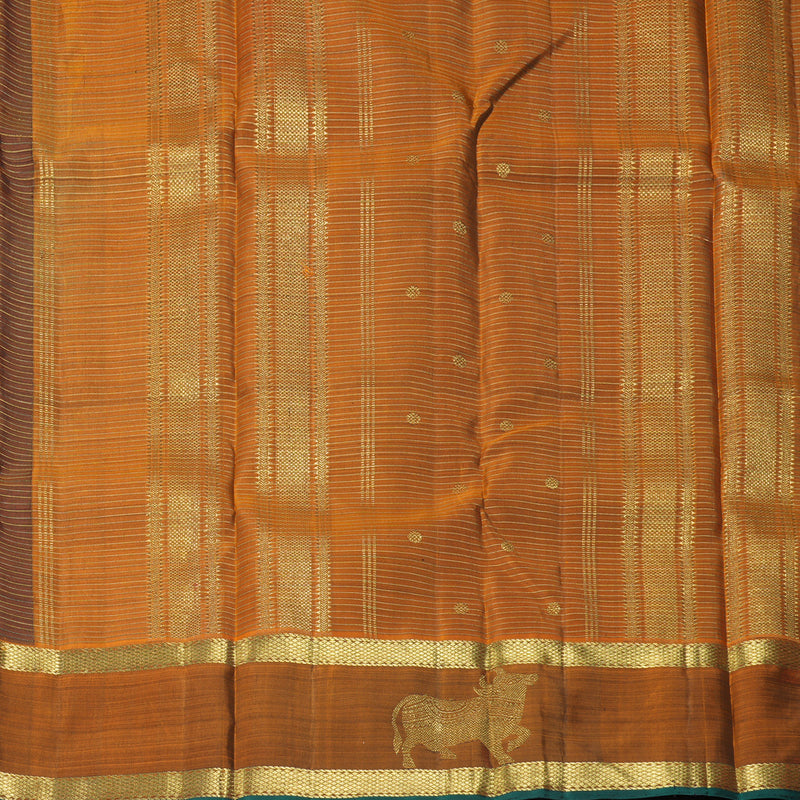 Hayagrivas Handloom Deep Nagapazham Kanjivaram Silk Saree with Rust Orange Border KBF343E16-1