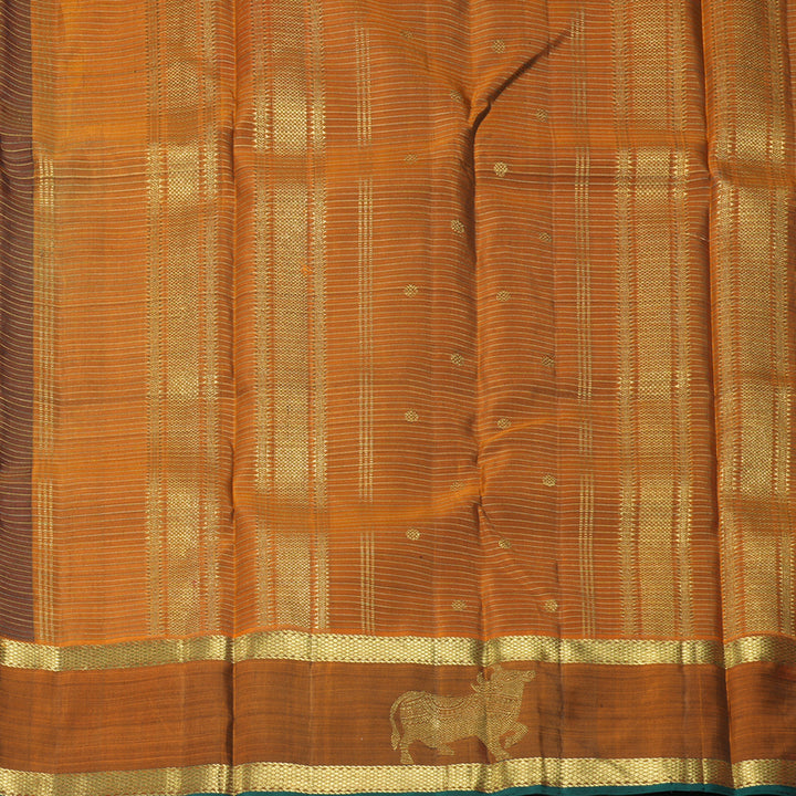 Hayagrivas Handloom Deep Nagapazham Kanjivaram Silk Saree with Rust Orange Border KBF343E16-1