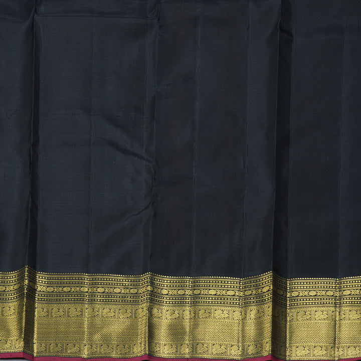 Hayagrivas Handloom Orange Kanjivaram Silk Saree with Karum Neelam Border KBF343E17-1