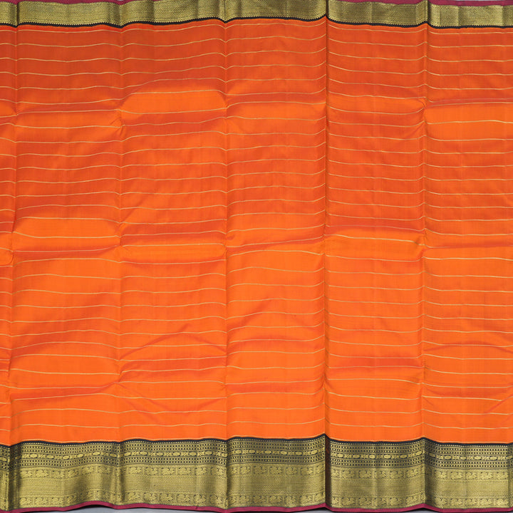 Hayagrivas Handloom Orange Kanjivaram Silk Saree with Karum Neelam Border KBF343E17-1