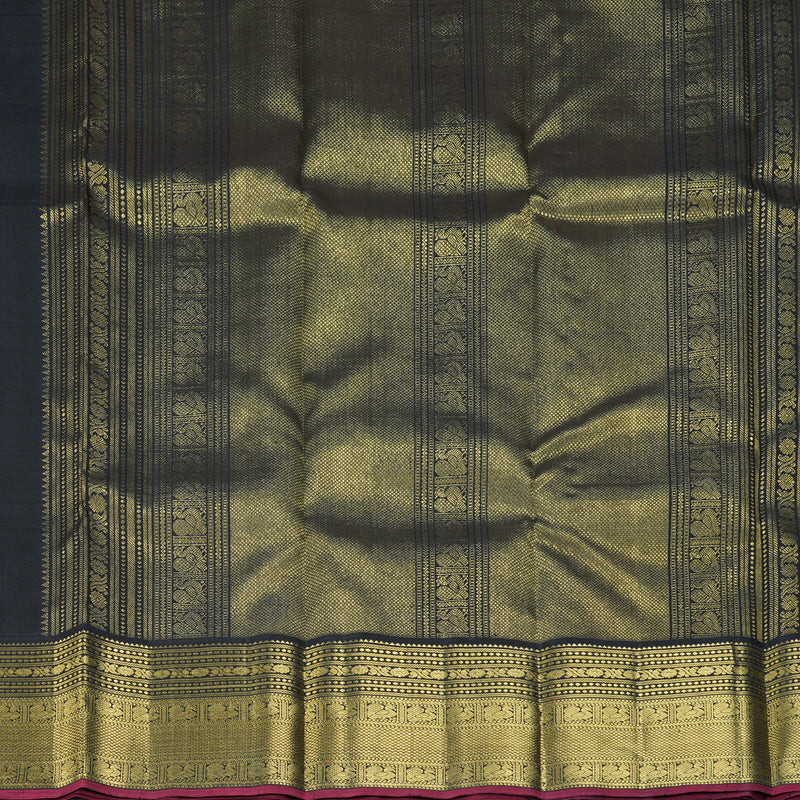 Hayagrivas Handloom Orange Kanjivaram Silk Saree with Karum Neelam Border KBF343E17-1