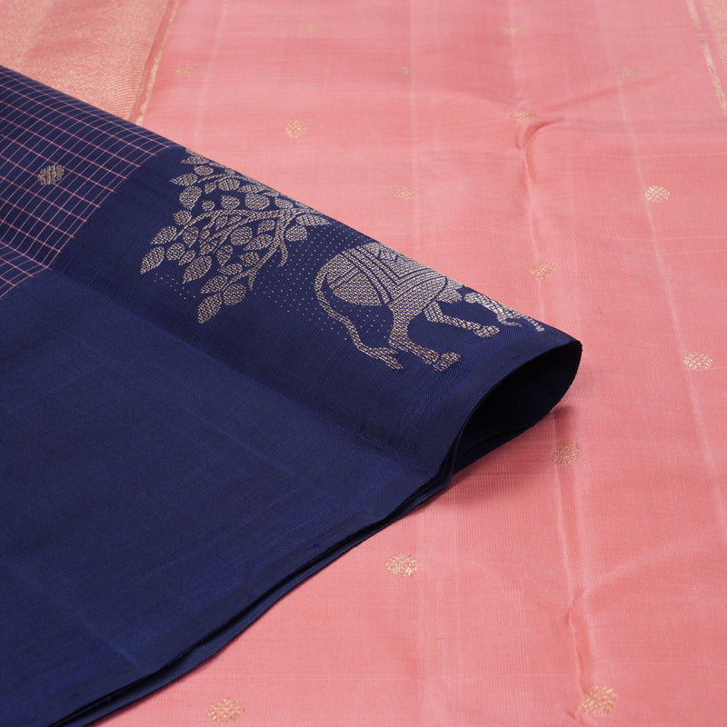 Hayagrivas Handloom Navy Blue Kanjivaram Silk Saree KBF343E2-1