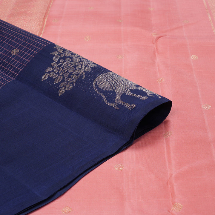 Hayagrivas Handloom Navy Blue Kanjivaram Silk Saree KBF343E2-1