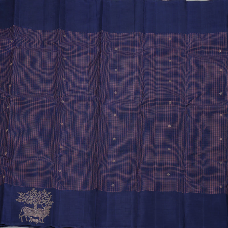 Hayagrivas Handloom Navy Blue Kanjivaram Silk Saree KBF343E2-1