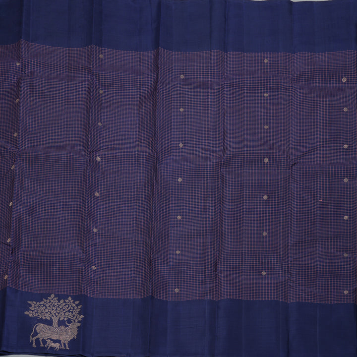 Hayagrivas Handloom Navy Blue Kanjivaram Silk Saree KBF343E2-1