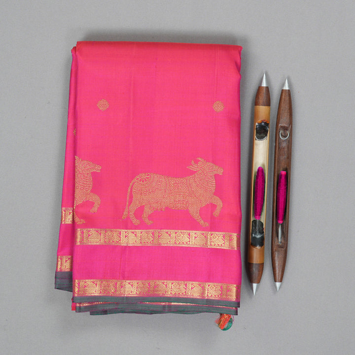 Hayagrivas Handloom Rani Pink Kanjivaram Silk Saree KBF343E6-1
