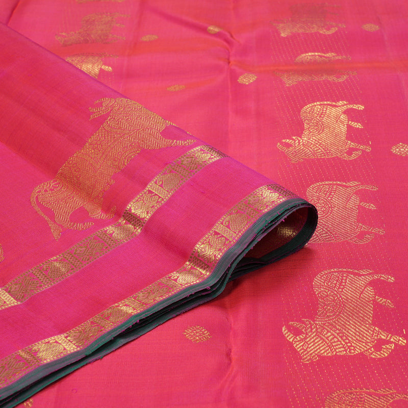 Hayagrivas Handloom Rani Pink Kanjivaram Silk Saree KBF343E6-1