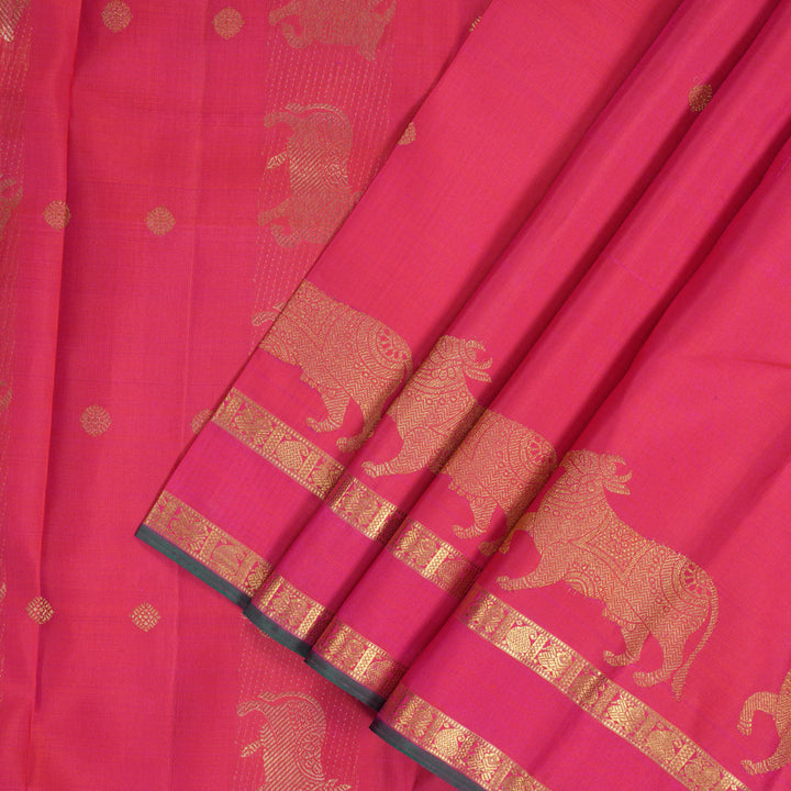 Hayagrivas Handloom Rani Pink Kanjivaram Silk Saree KBF343E6-1