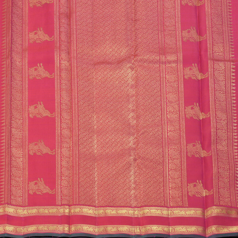 Hayagrivas Handloom Orangish-Pink Kanjivaram Silk Saree KBF343E7-1