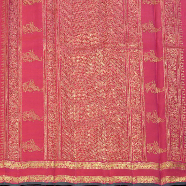 Hayagrivas Handloom Orangish-Pink Kanjivaram Silk Saree KBF343E7-1