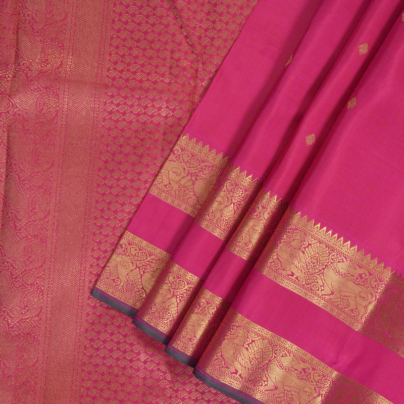 Hayagrivas Handloom Rani Pink Kanjivaram Silk Saree KBF343E9-1