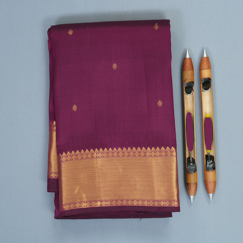 Hayagrivas Handloom Wine Purple Kanjivaram Silk Saree KBF345E1-2