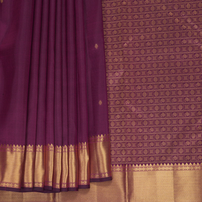 Hayagrivas Handloom Wine Purple Kanjivaram Silk Saree KBF345E1-2
