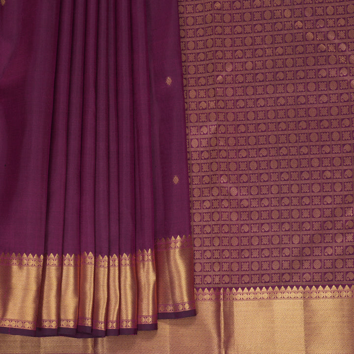 Hayagrivas Handloom Wine Purple Kanjivaram Silk Saree KBF345E1-2
