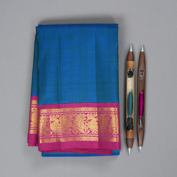 Hayagrivas Handloom Mayilkazhuthu Kanjivaram Silk Saree with Pink Border KBF346E1-2