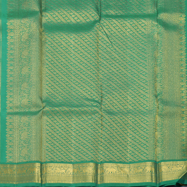 Hayagrivas Handloom Mambazham Orange Kanjivaram Silk Saree with Green Border KBF347E1-2