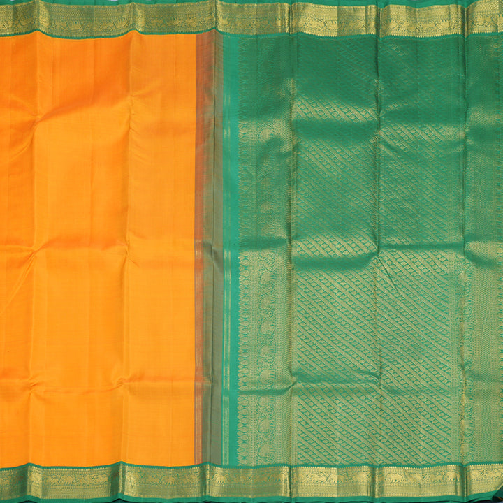 Hayagrivas Handloom Mambazham Orange Kanjivaram Silk Saree with Green Border KBF347E1-2
