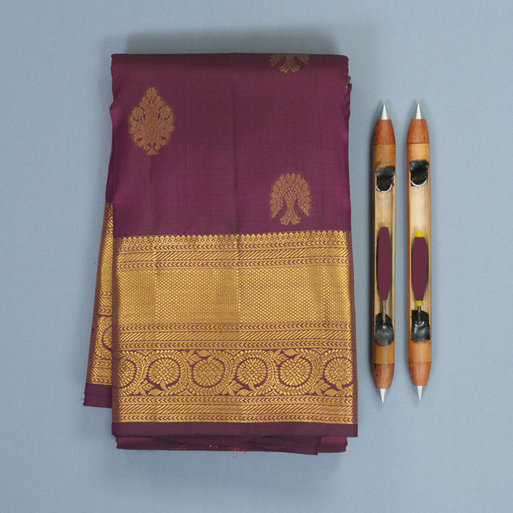 Hayagrivas Handloom Burgundy Kanjivaram Silk Saree KBF348E1-1