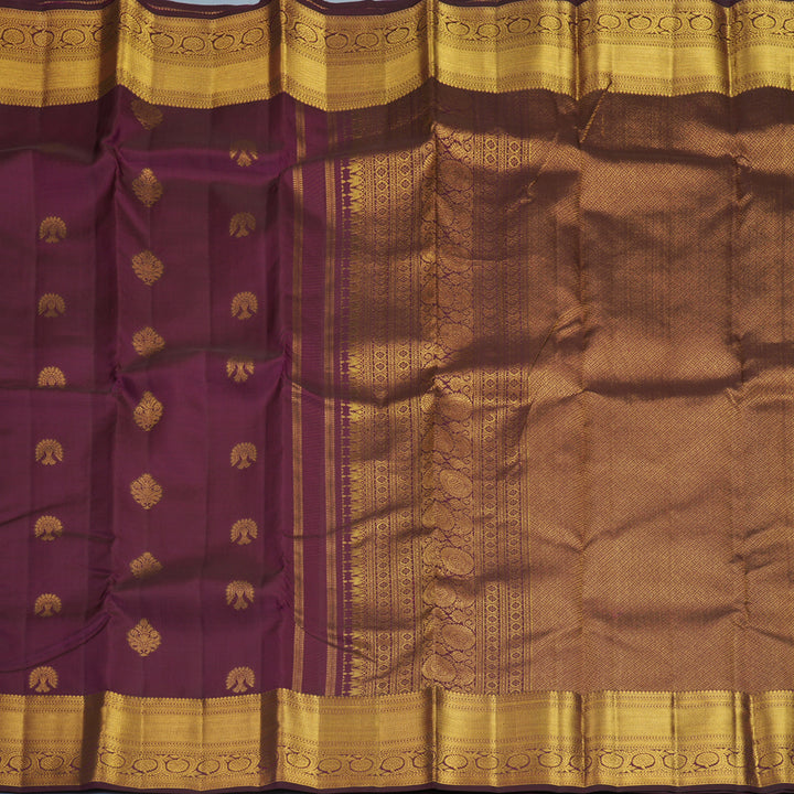 Hayagrivas Handloom Burgundy Kanjivaram Silk Saree KBF348E1-1