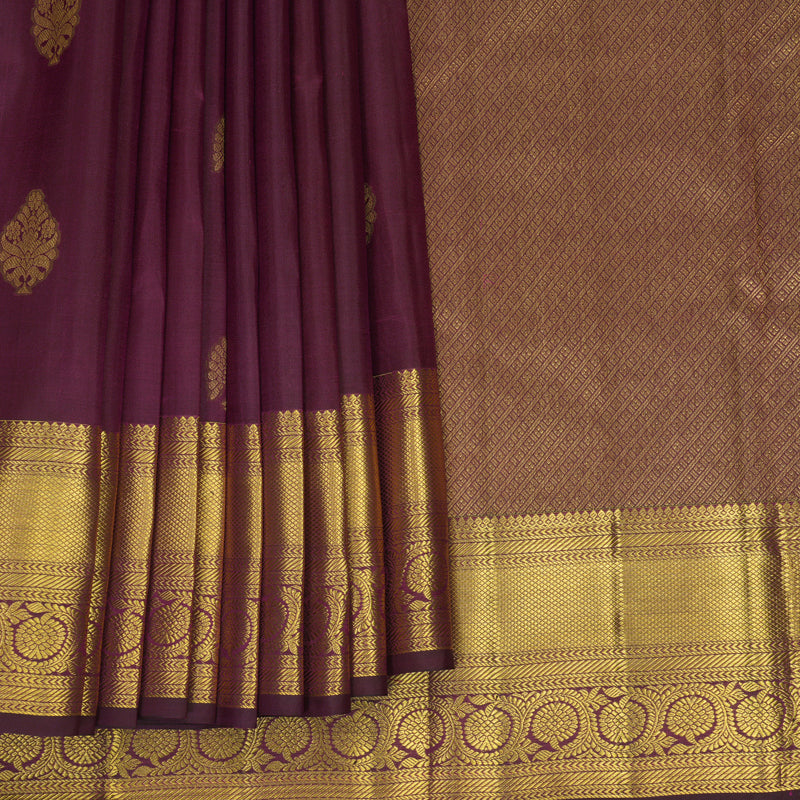 Hayagrivas Handloom Burgundy Kanjivaram Silk Saree KBF348E1-1
