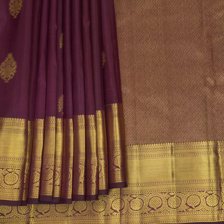 Hayagrivas Handloom Burgundy Kanjivaram Silk Saree KBF348E1-1