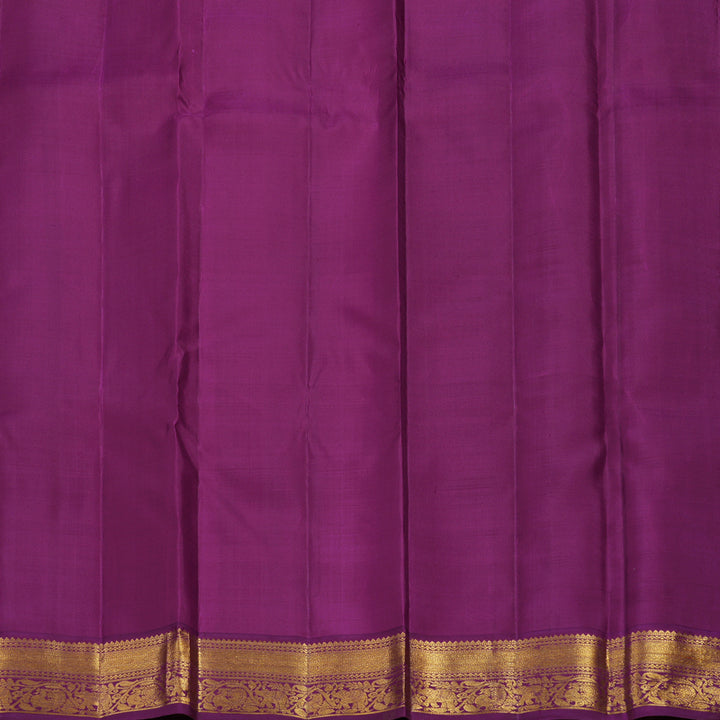 Hayagrivas Handloom Peach Orange Kanjivaram Silk Saree with Vadamalli Purple Border KBF34D2-1