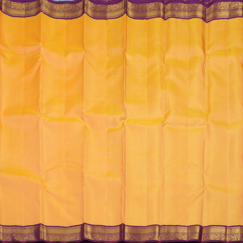 Hayagrivas Handloom Peach Orange Kanjivaram Silk Saree with Vadamalli Purple Border KBF34D2-1